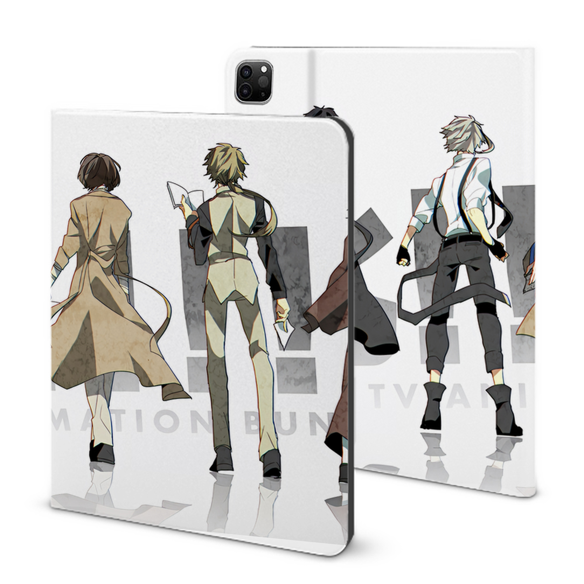 （画像用） 文豪ストレイドッグス Bungo Stray Dogs IPad ケース ブック型 PUレザー TPU 耐衝撃 軽量 薄型 ペン収納なし 全面保護 IPad 各モデル対応